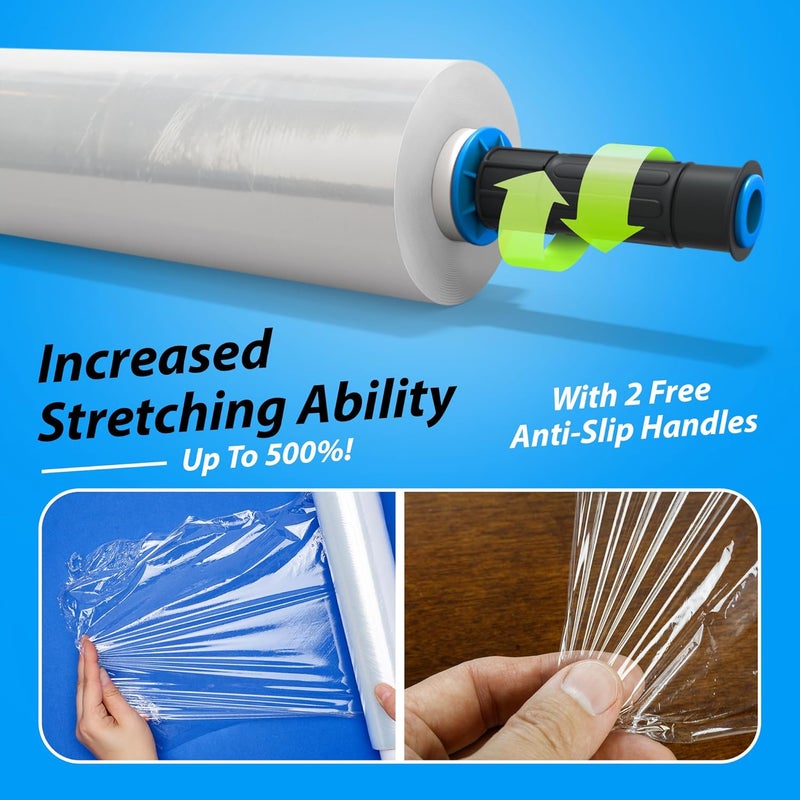 Lifetime Supplies 1 ROLL x 15" x 900 FT x Clear Heavy Duty Plastic Stretch Wrap Shrink Film for Shipping Packaging Moving Packing Trucking Logistics - Thicker Extra Durable Film - Wrap Holder Included - Image 3